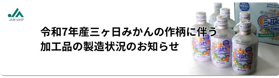 令和7年産三ヶ日みかんの作柄に伴う加工品の製造状況のお知らせ